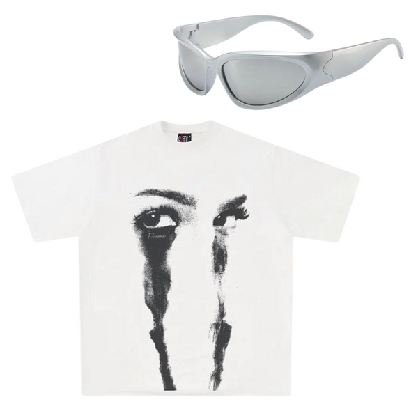 GRAPHIC TEE ´EYE´ & Y2K RAVE GLASSES