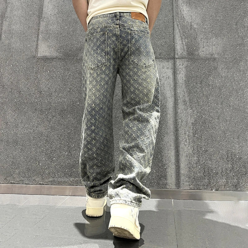 Textured Patterned Streetwear Jeans